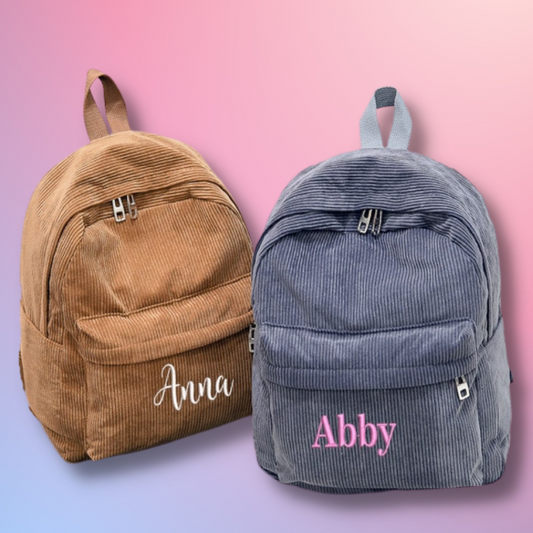 'BagPops' - Corduroy Backpack With Custom Name